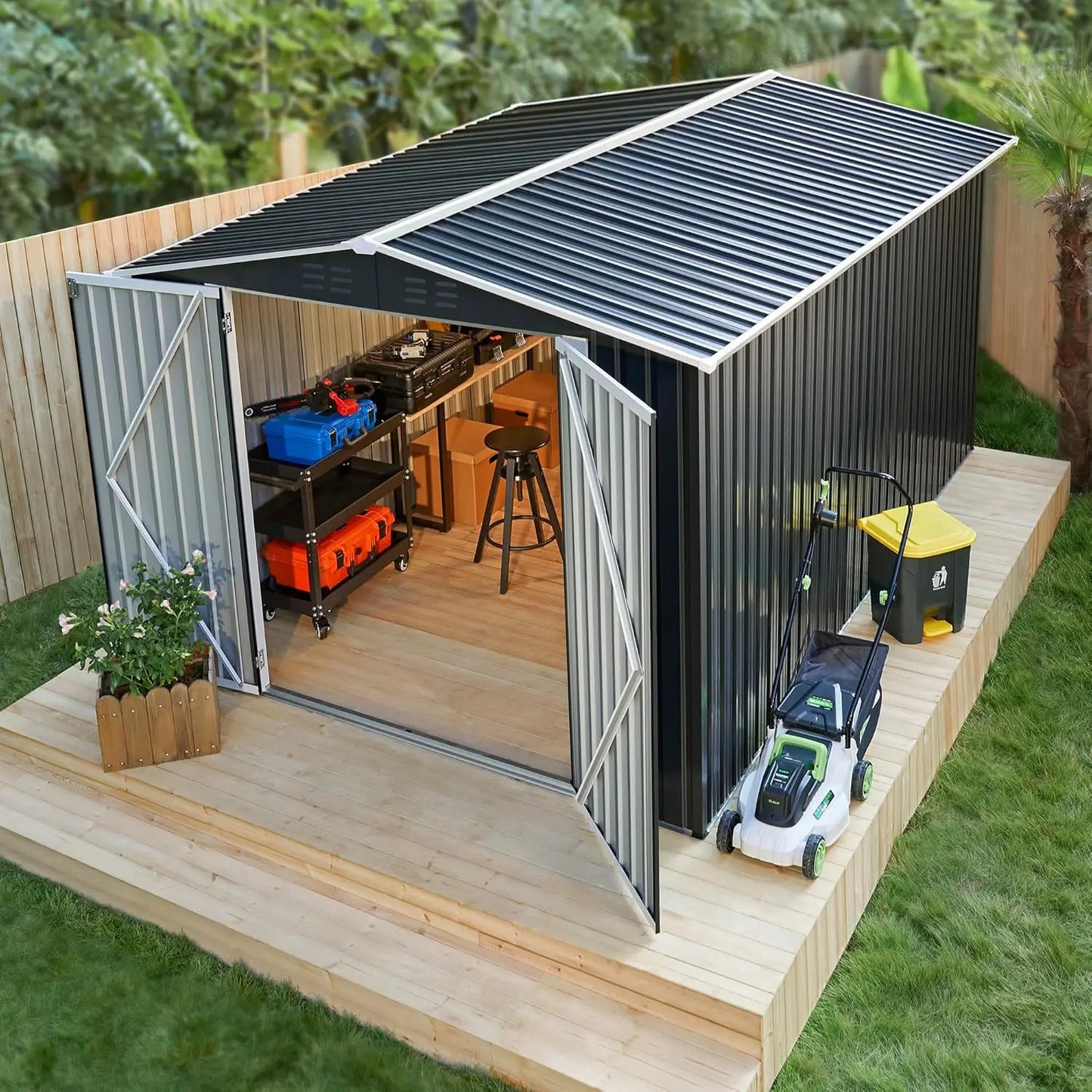 Outdoor Metal Storage Shed Waterproof Easy Assembly