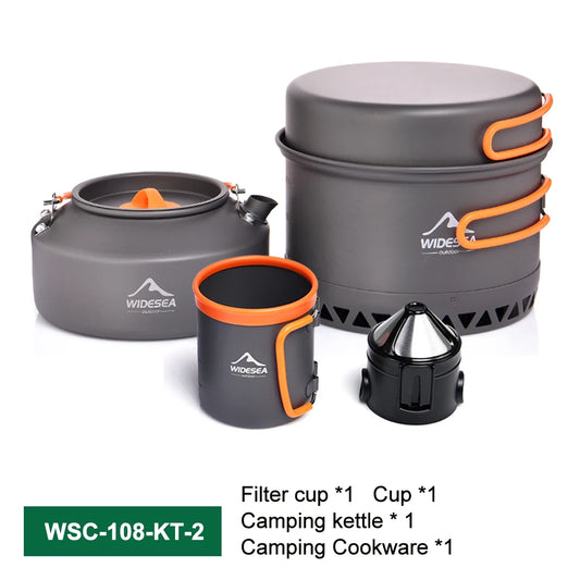 Widesea Outdoor Camping Cookware Set With Pot And Kettle