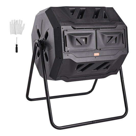 Tumbling Compost Bin Dual Chamber BPA Free Garden Kitchen Use