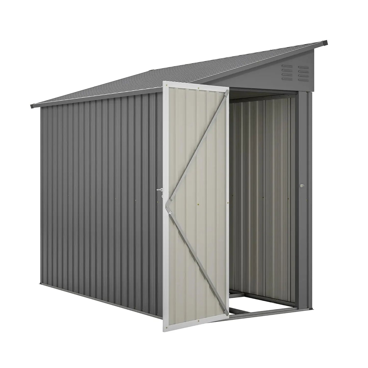 Metal Lean-To Storage Shed For Outdoor Garden Patio