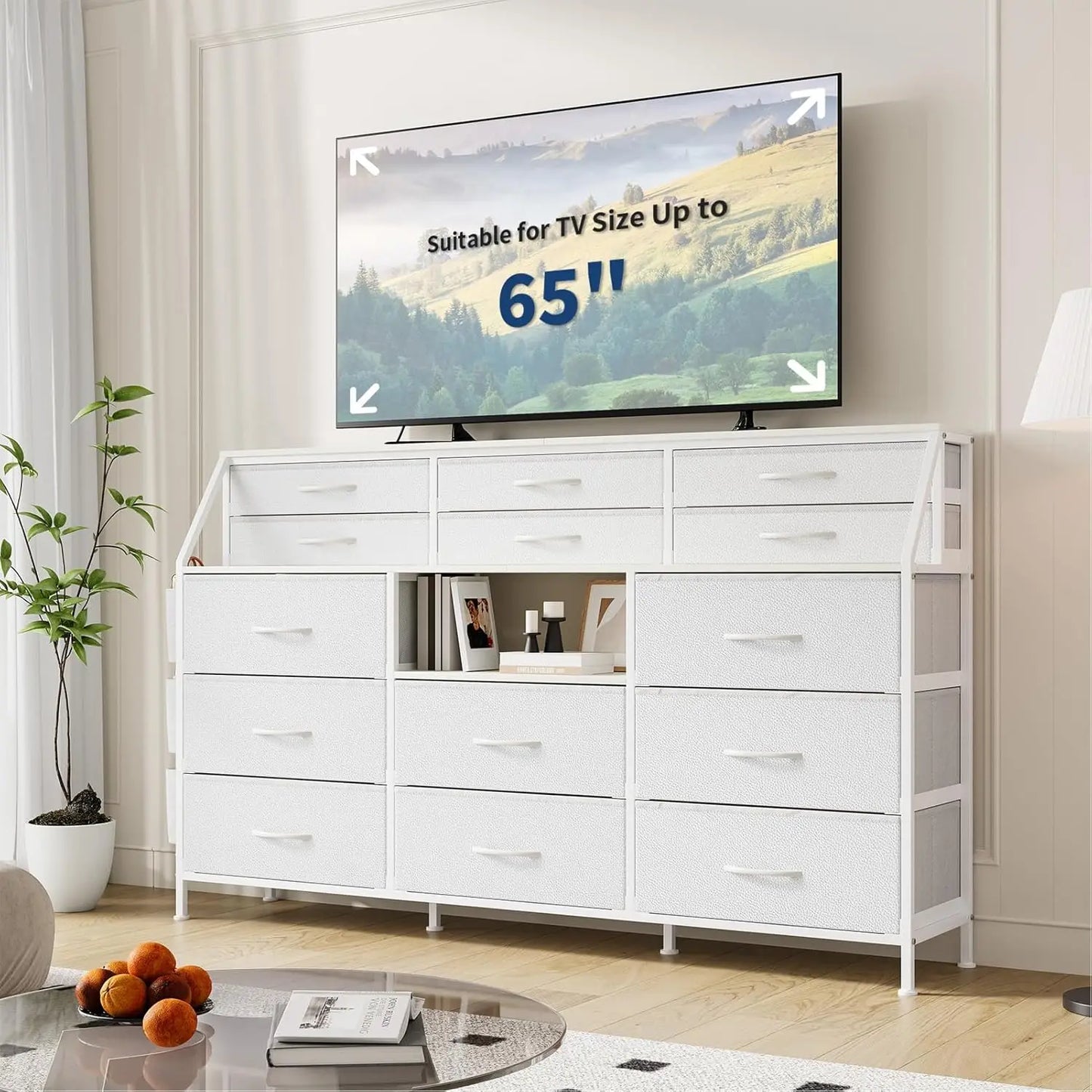 Twister.CK 14 Drawer Dresser With Wooden Top Metal Frame