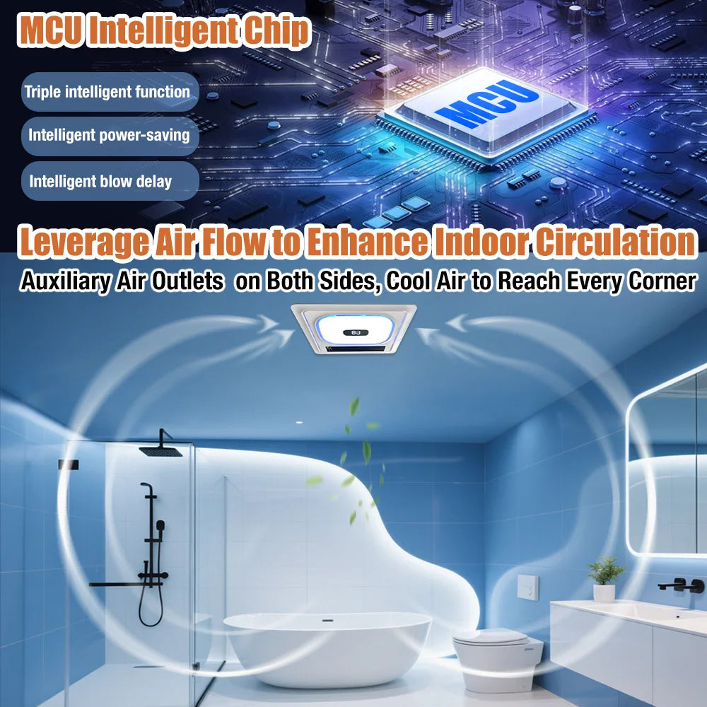 4 In 1 Smart Bathroom Fan Heat Vent Bluetooth Speaker