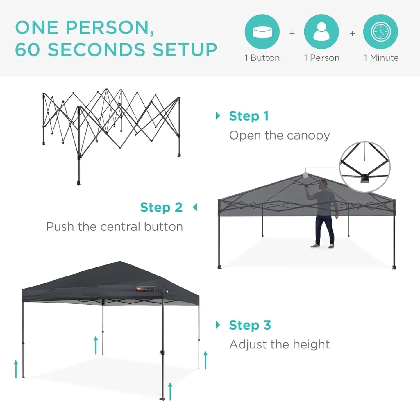 One Person Pop Up Canopy Tent Portable Shelter Instant Setup