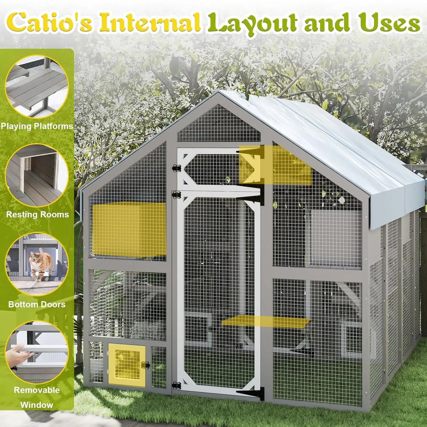 Wooden Walk-In Outdoor Catio for Multiple Cats