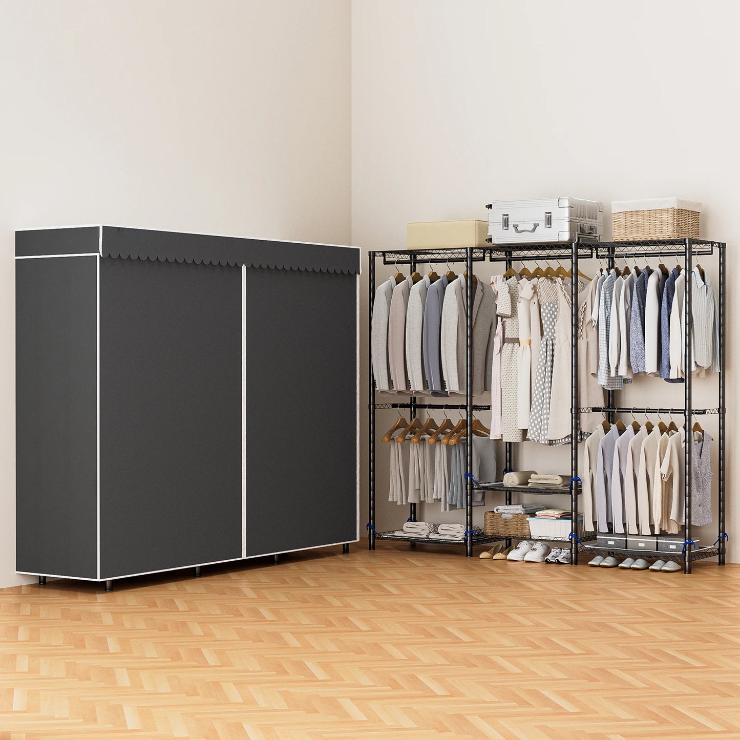 Freestanding Heavy Duty Clothes Rack Organizer For Wardrobe