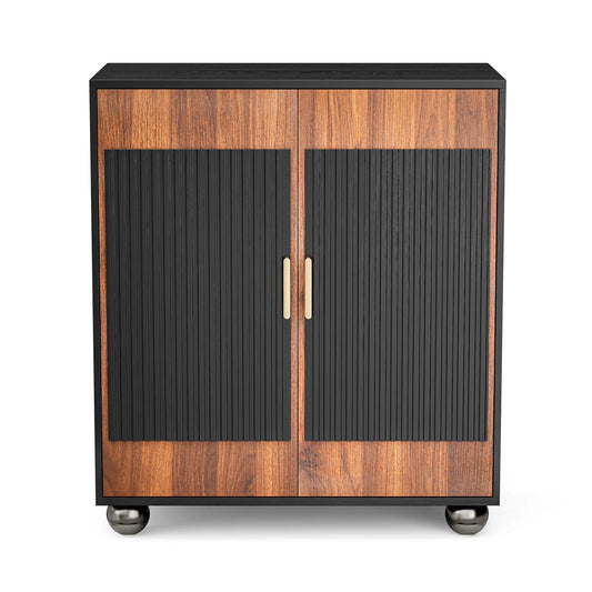 Modular Fluted Credenza Buffet Cabinet With Storage Mid Century Modern