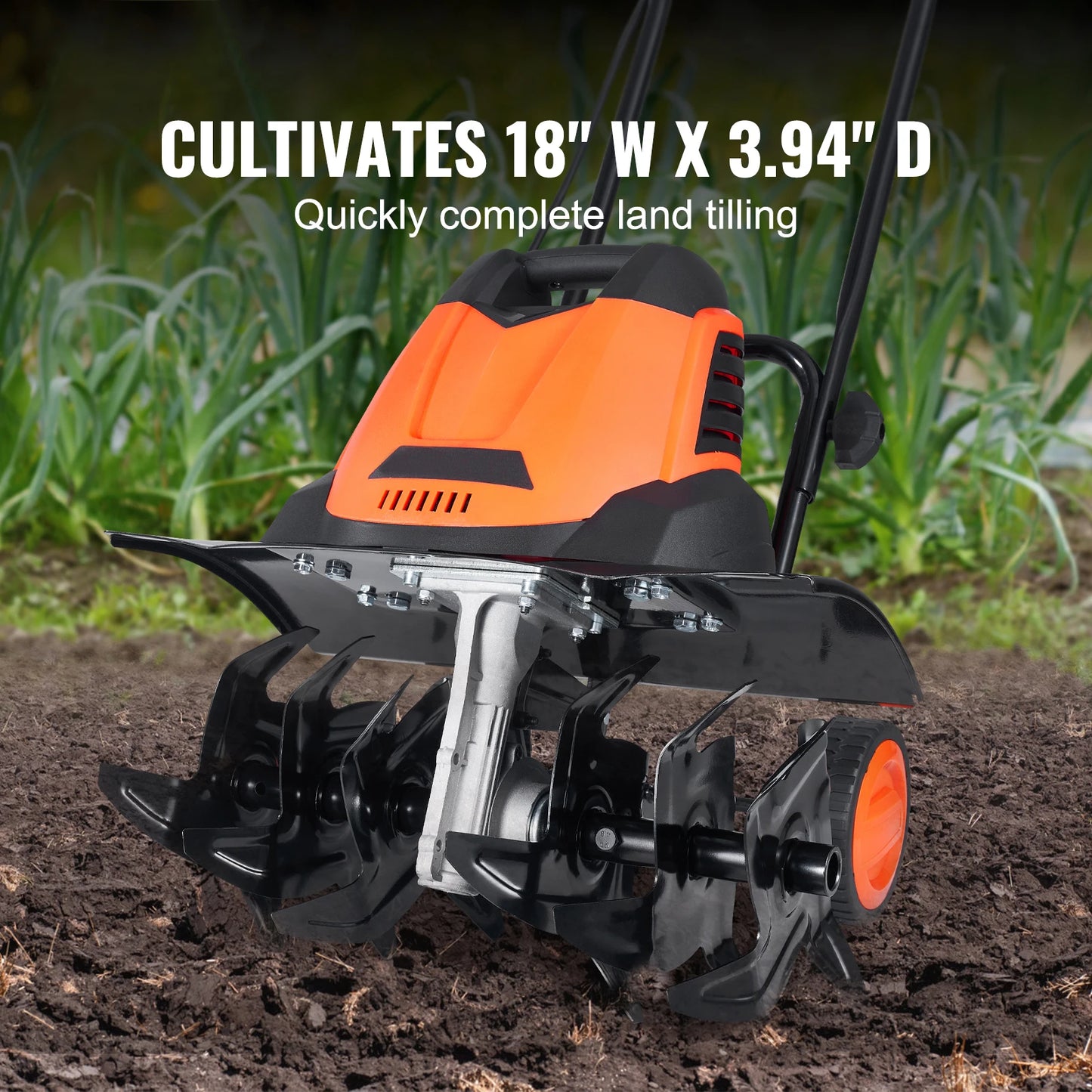SucceBuy 12 Amp Electric Tiller Corded Cultivator Steel Mn Tines