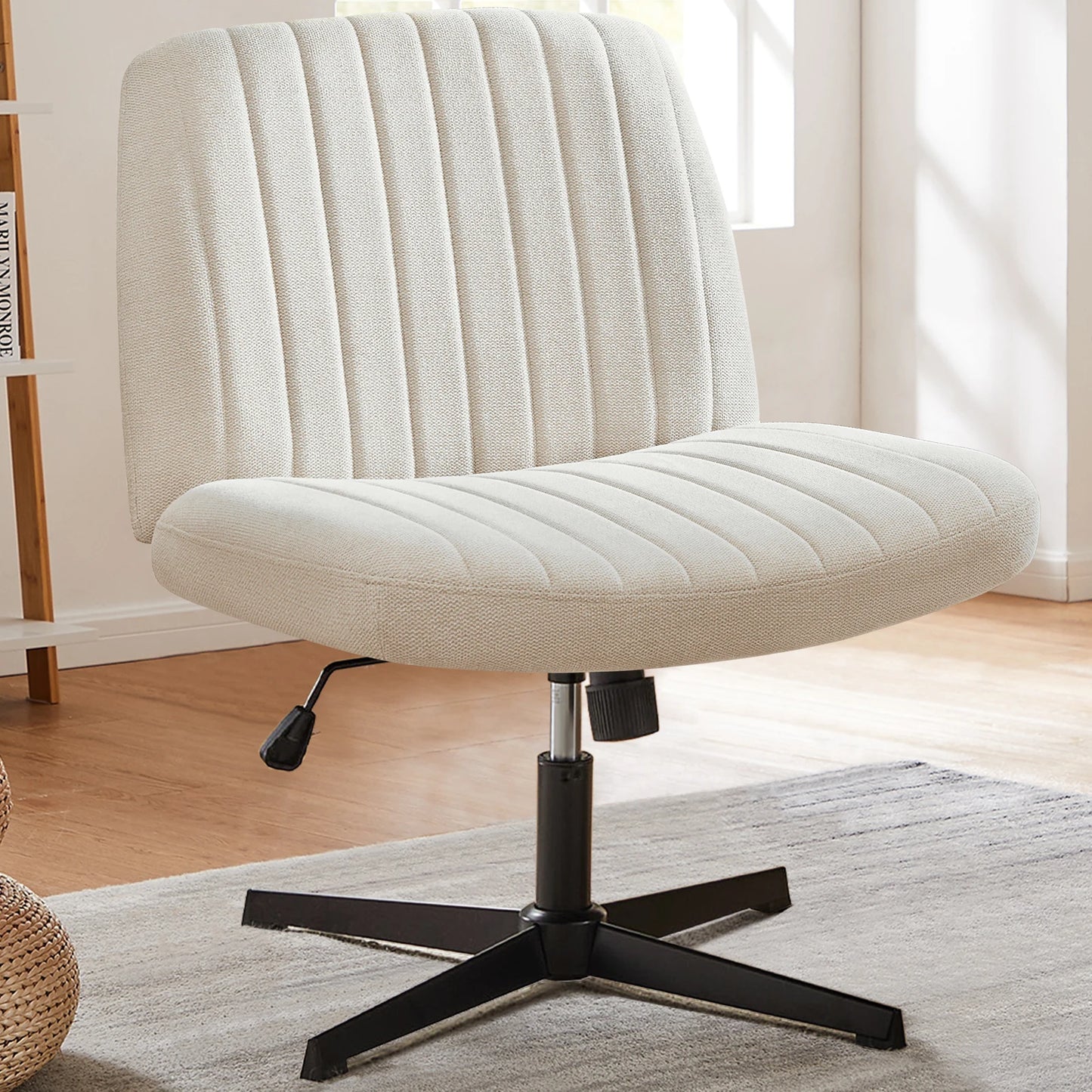 JHK Cross Legged Office Chair Rocking Swivel Adjustable Fabric Task Chair