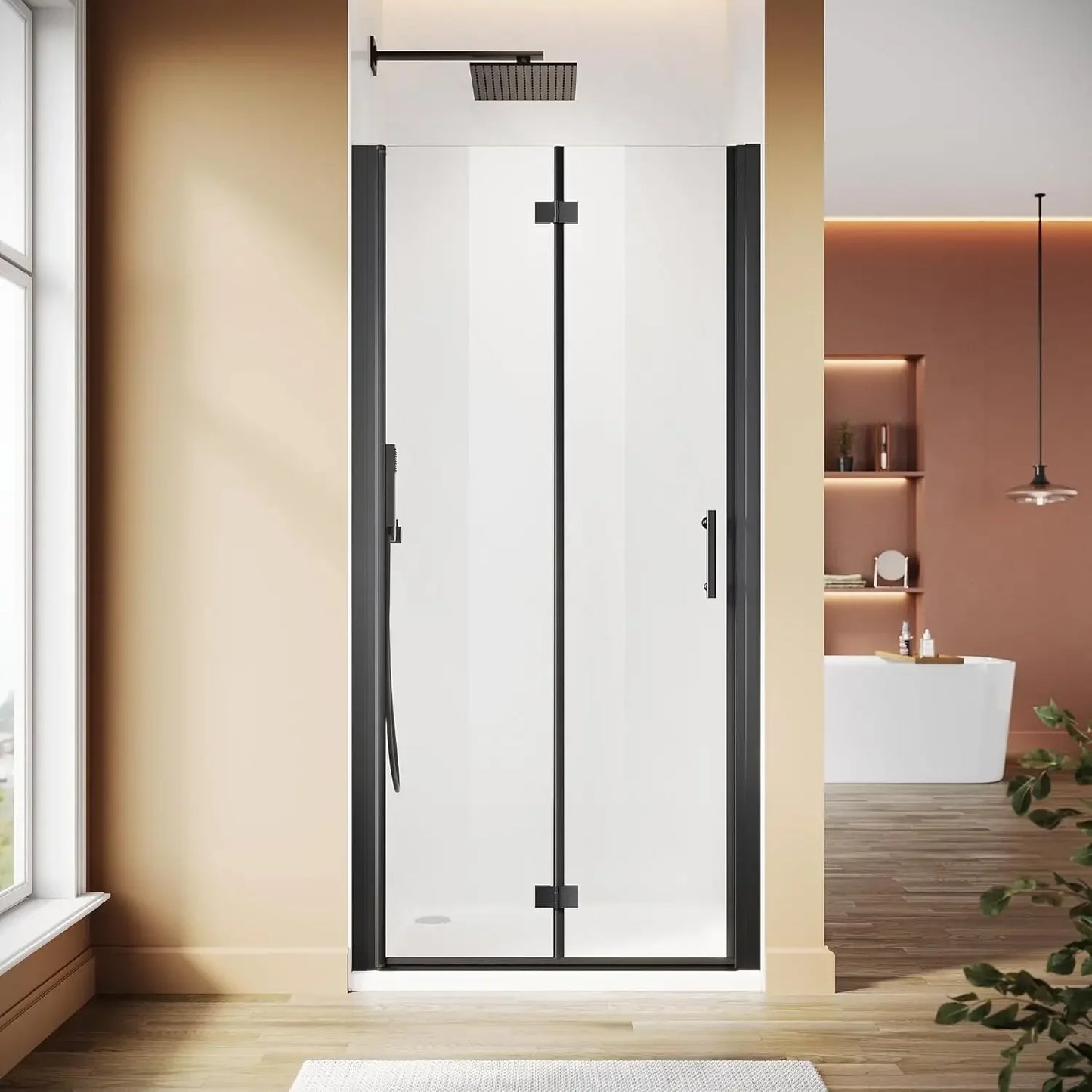 Frameless Bifold Shower Door With Clear Tempered Glass Hardware