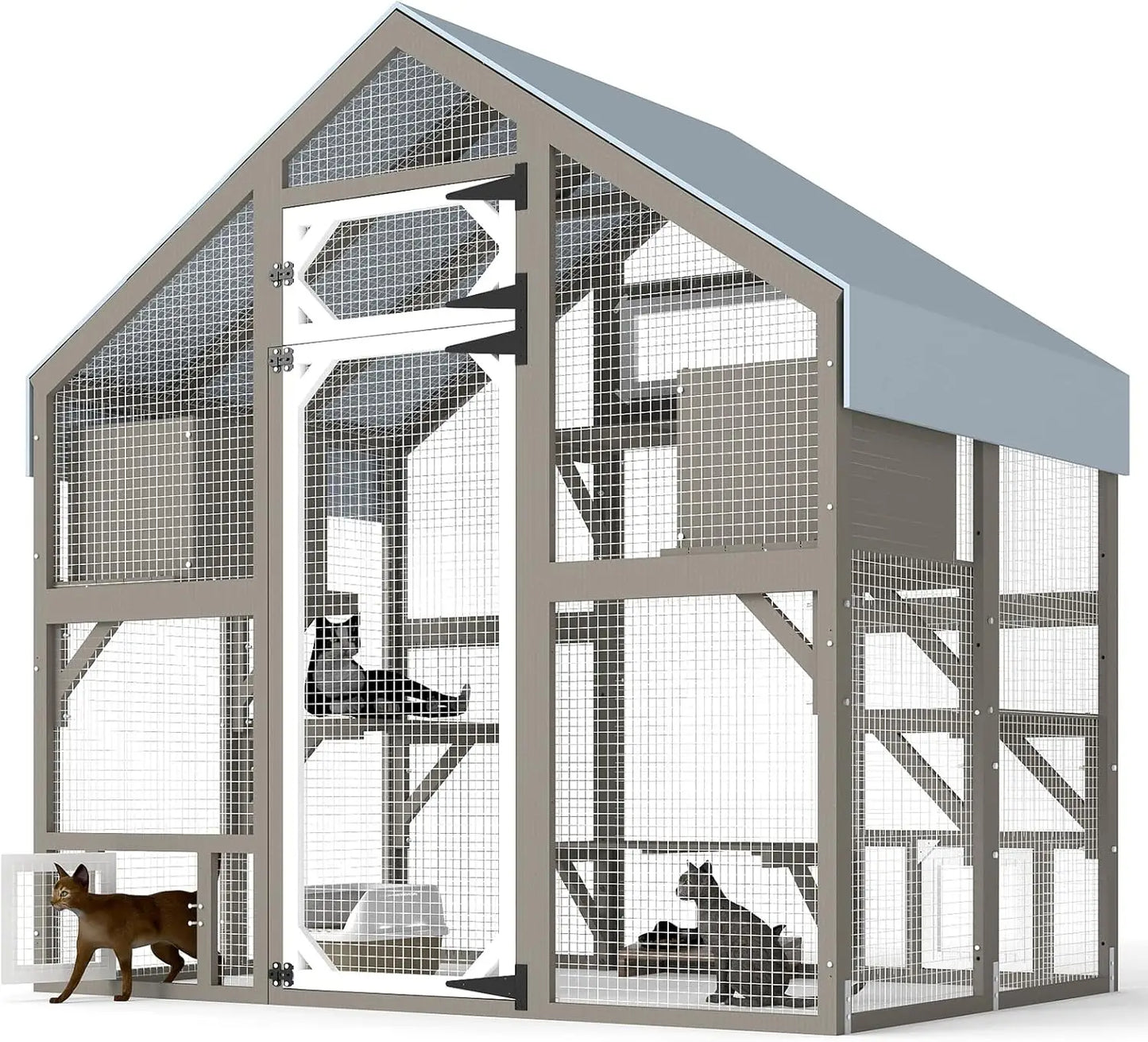 Wooden Walk-In Outdoor Catio for Multiple Cats