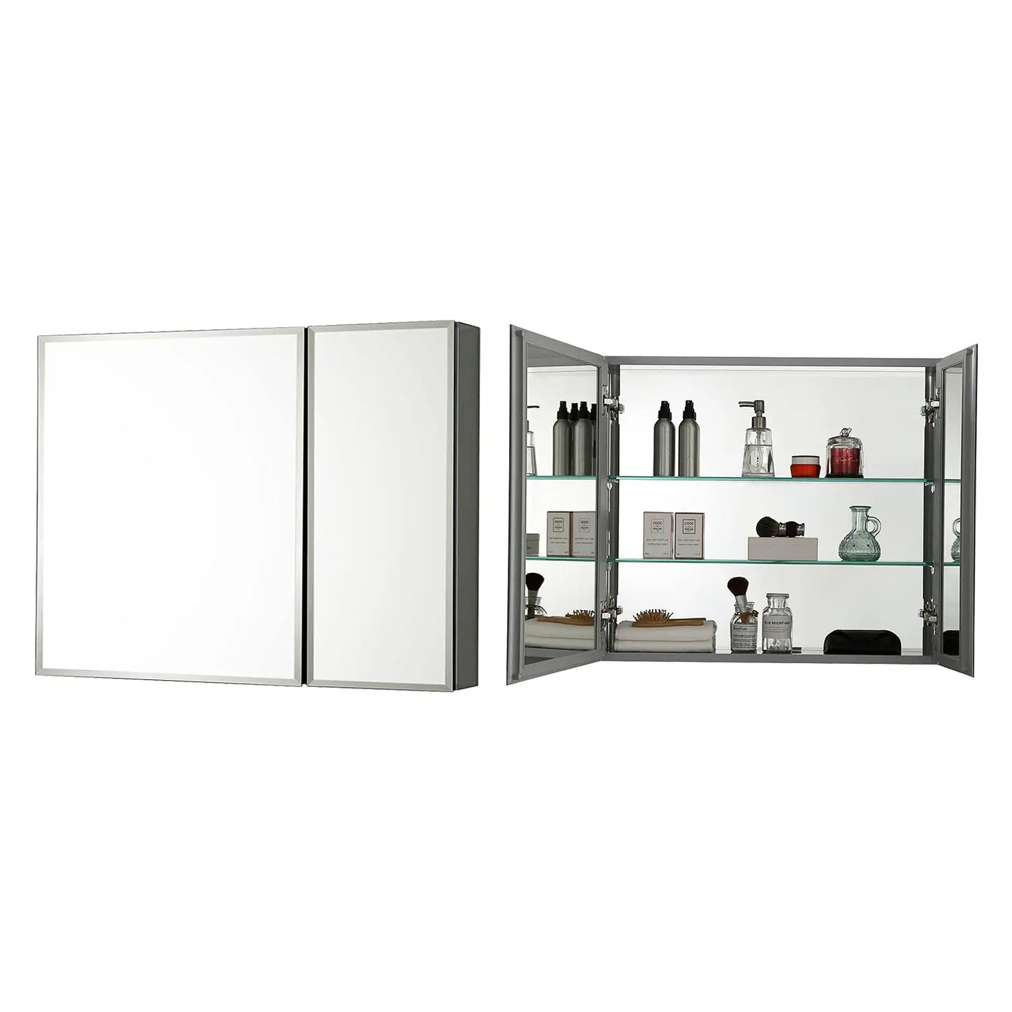 Aluminum Medicine Cabinet With Mirror For Recessed Or Surface Wall Mounted