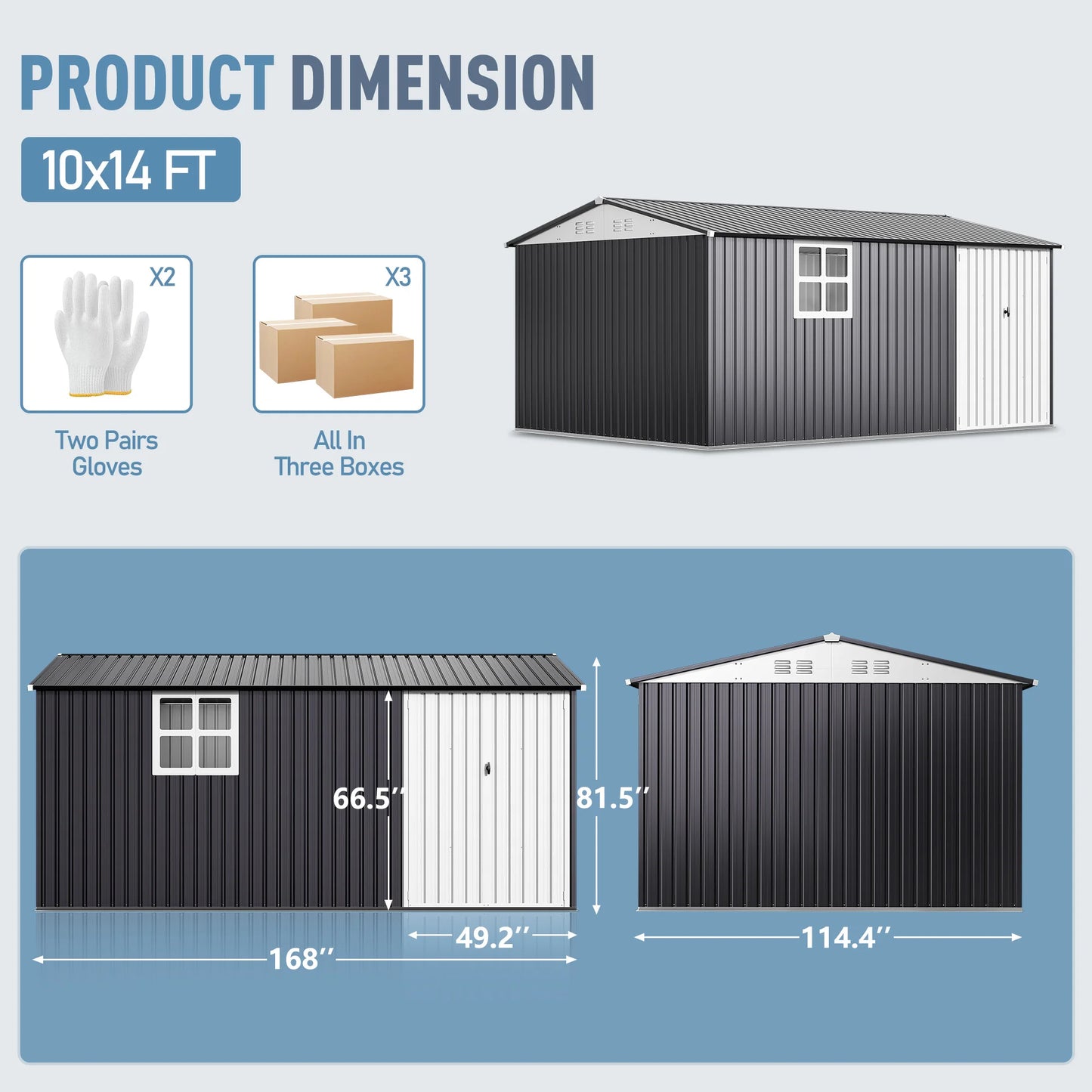 VIWAT Outdoor Metal Storage Shed With Window Lockable