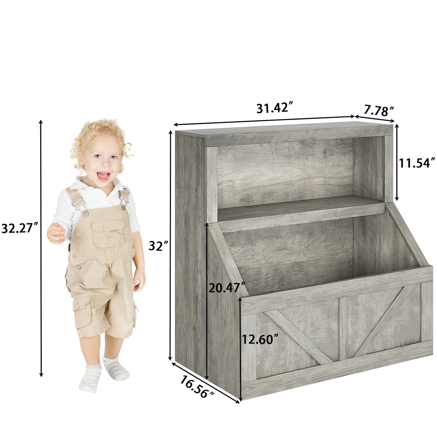 Wooden Kids Bookshelf With Cubby Storage Organizer For Nursery