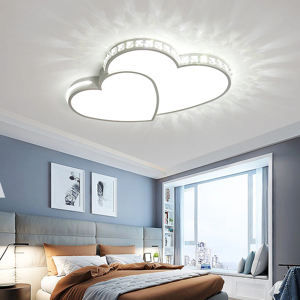 Heart Shaped Crystal LED Ceiling Light Flush Mount For Kids