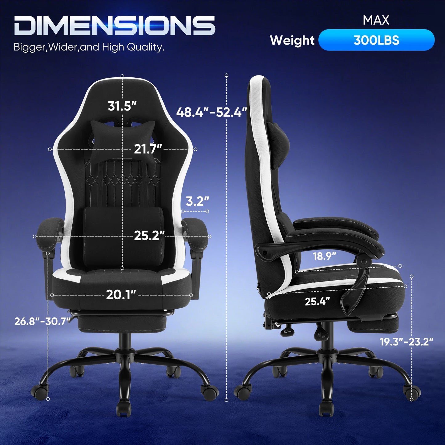 JHK Ergonomics Ergonomic Computer Gaming Chair With Headrest And Lumbar