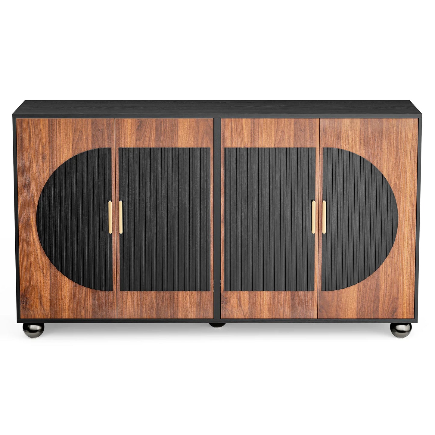 Modular Fluted Credenza Buffet Cabinet With Storage Mid Century Modern