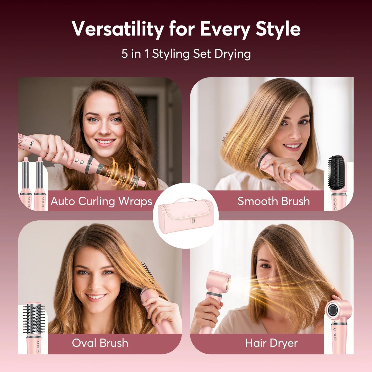 BOPCAL FiveInOne Hair Styler Air Wrap 1200W Dryer Pro