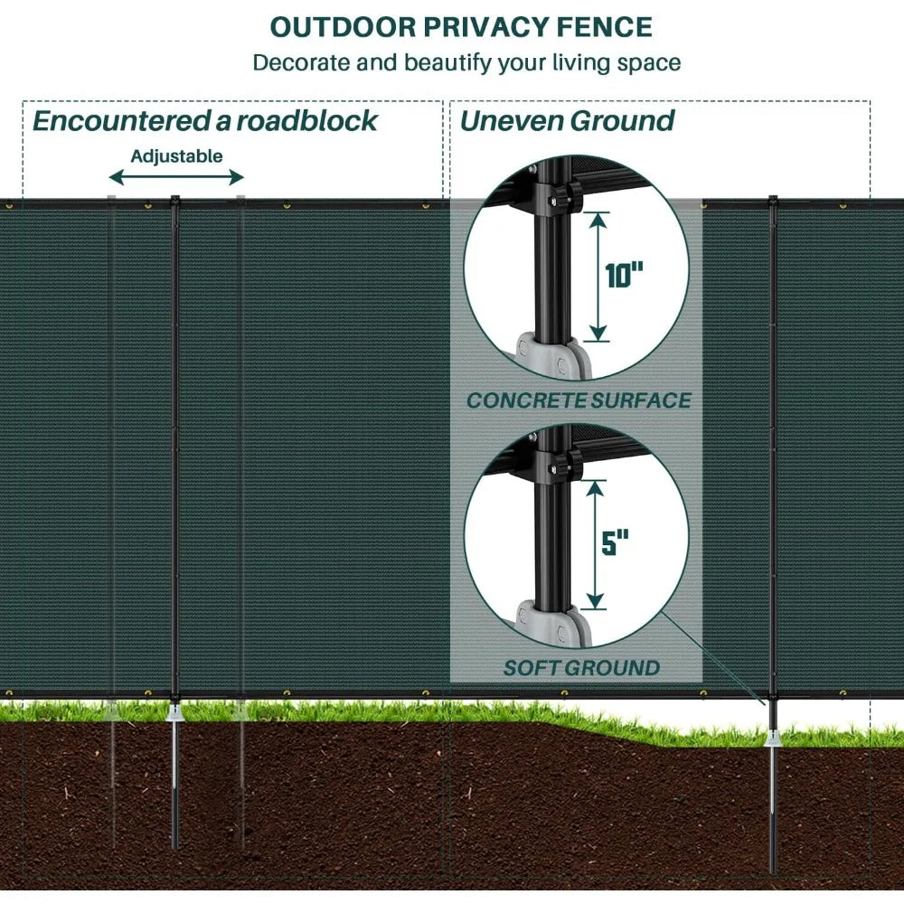 Outdoor Divider Privacy Fence With Iron Poles Ground Spikes For Backyard Patio