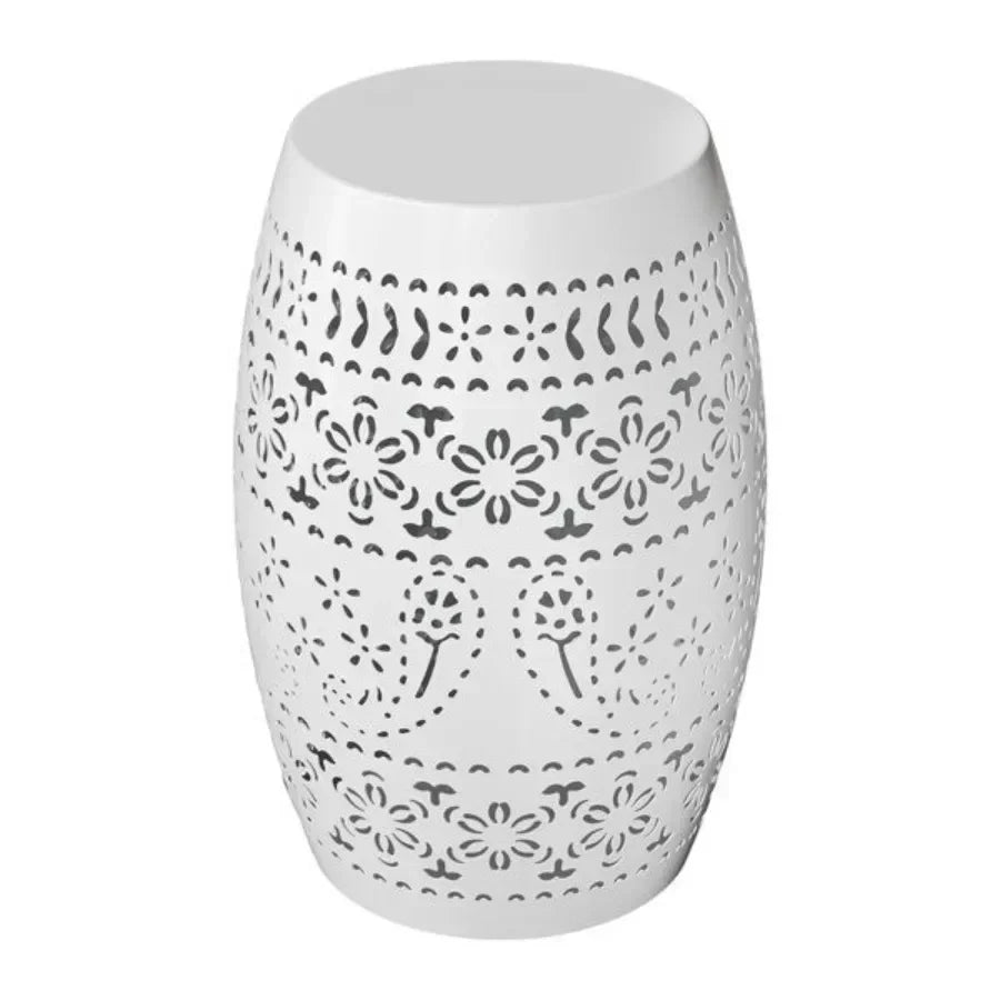 Steel Patio End Table Round Drum Side Table Indoor Outdoor