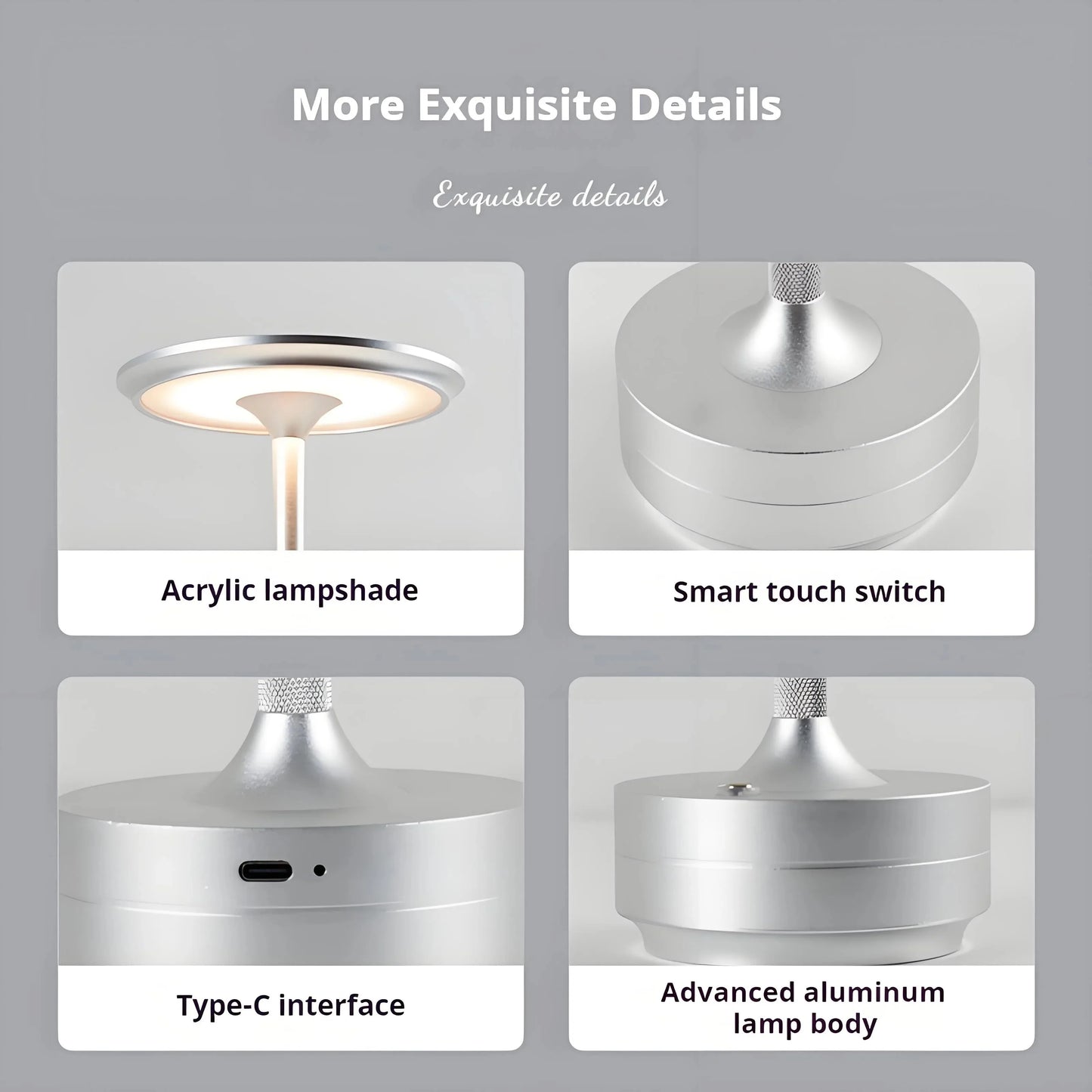 KFV Rechargeable Wireless Table Lamp LED Touch Sensor Desk Light