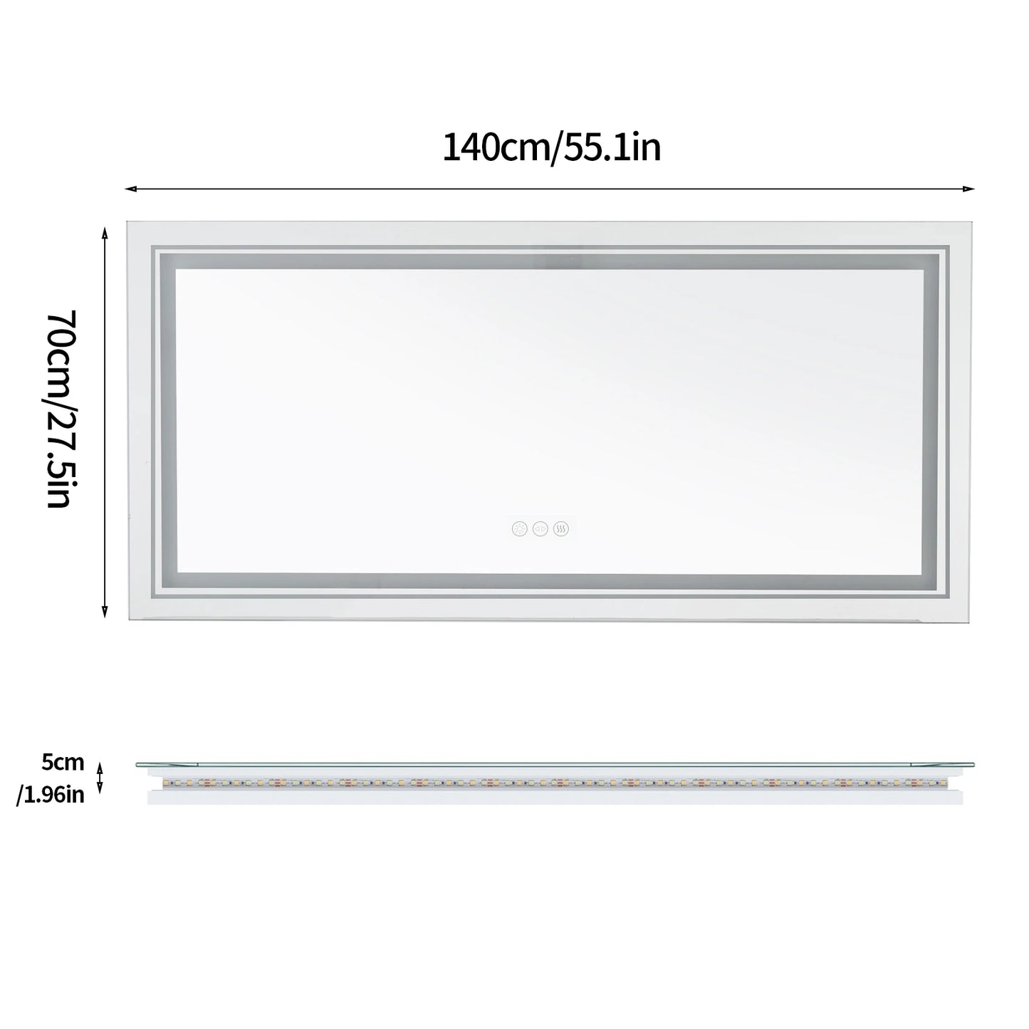 LED Bathroom Vanity Mirror With Front And Backlit Lighting Wall Mounted