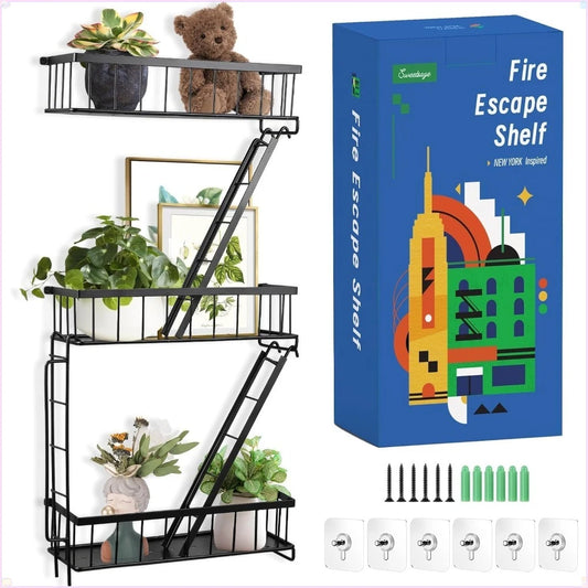 New York Fire Escape Wall Shelf Modern Ladder Style Metal