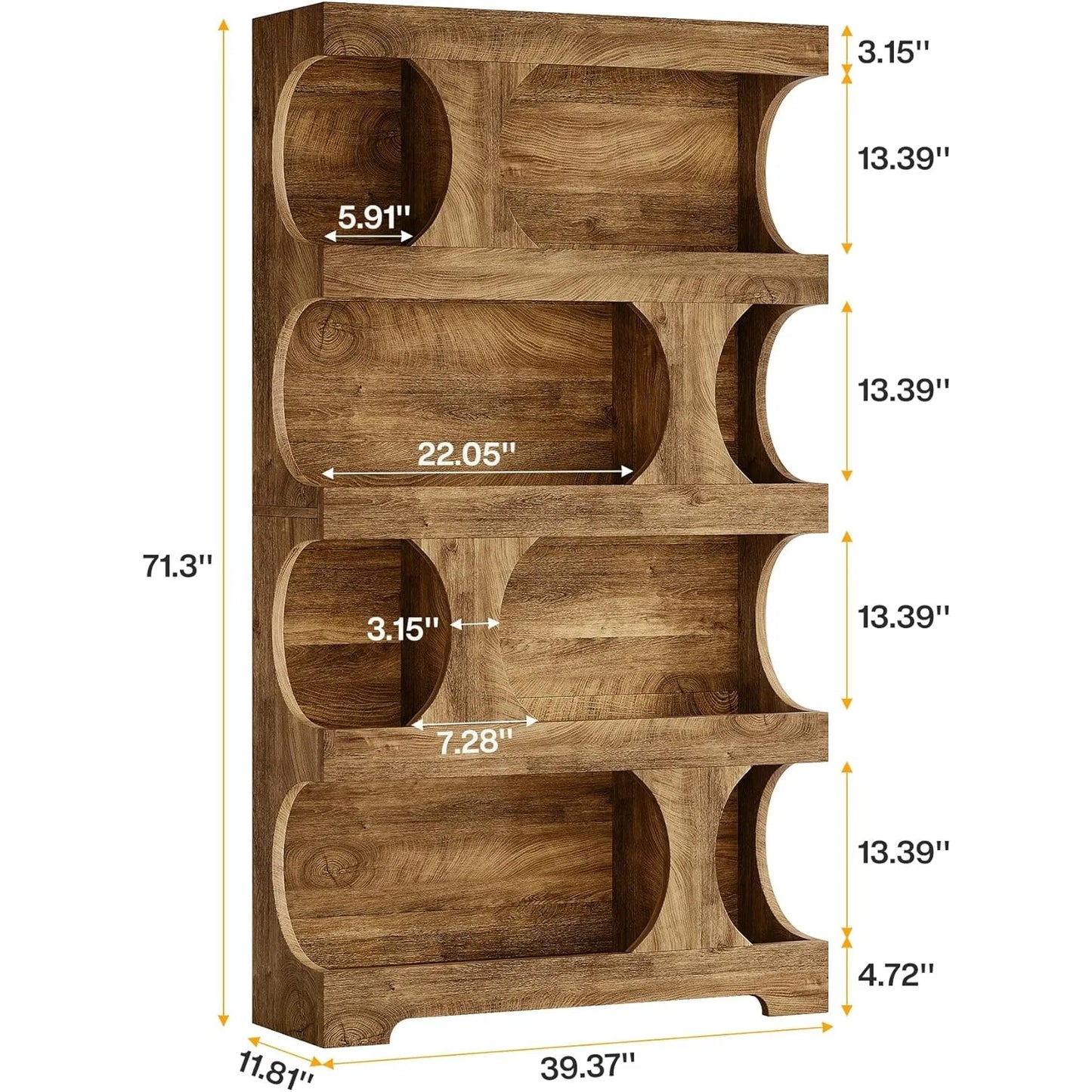 Little Tree Modern Asymmetrical Bookshelf Freestanding Display Shelf Home Office