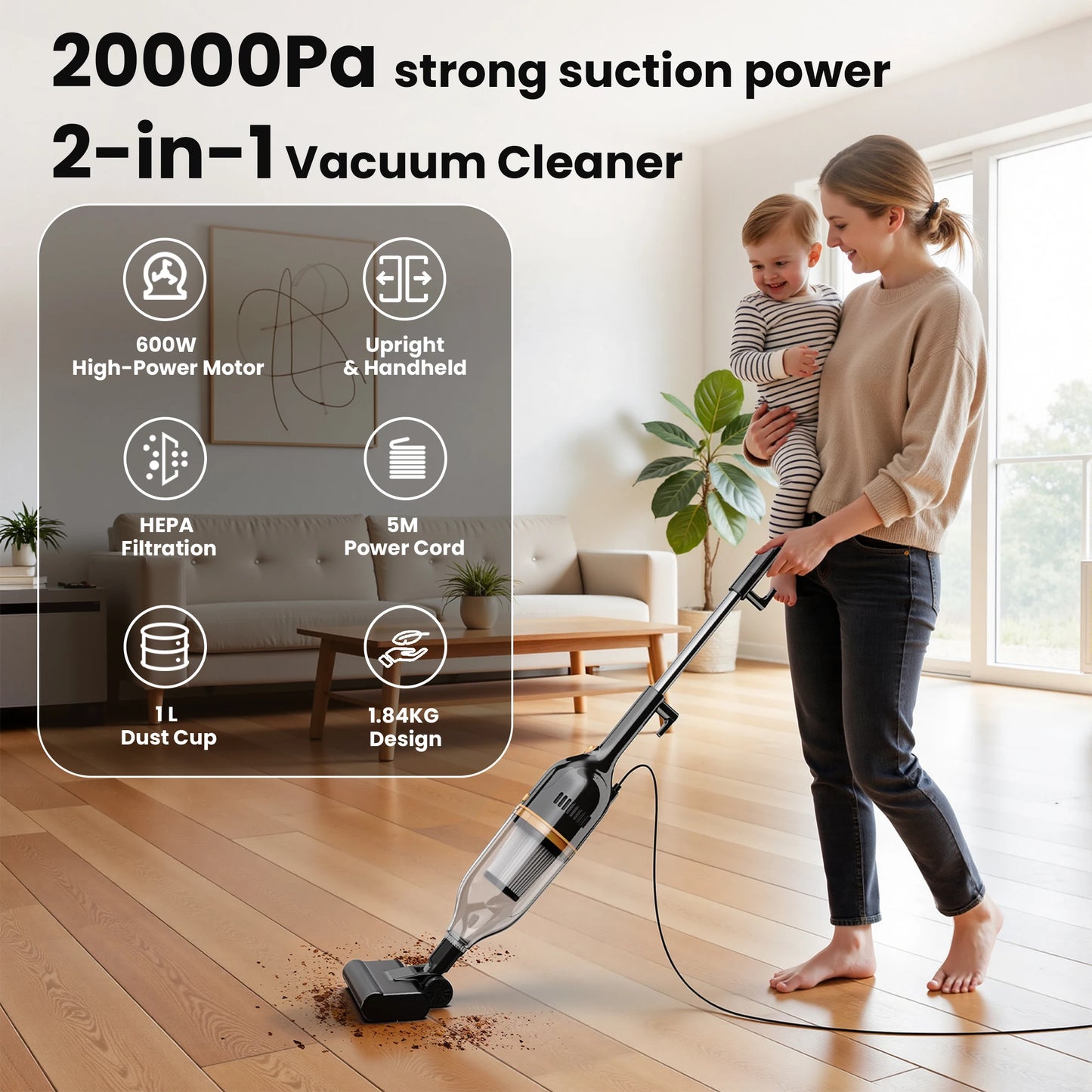 INSE Corded Vacuum Cleaner R7 R6X R3S 600W 3 In 1 Lightweight For Home