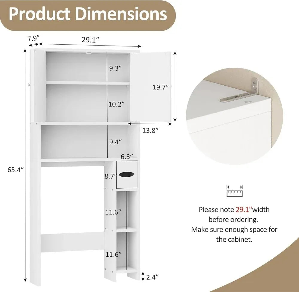 Over Toilet Bathroom Storage Cabinet With Paper Holder Freestanding Organizer