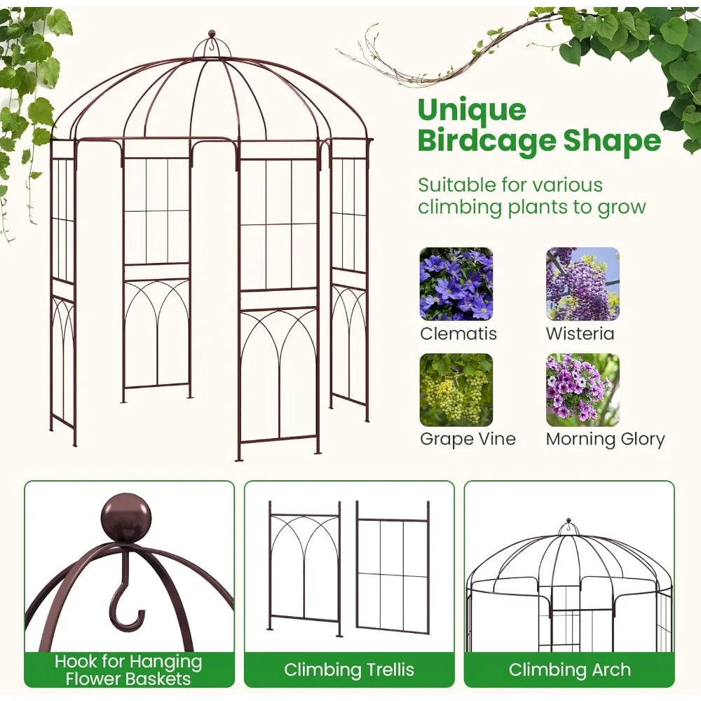 Birdcage Shape Garden Arbor Gazebo Arch For Climbing Plants