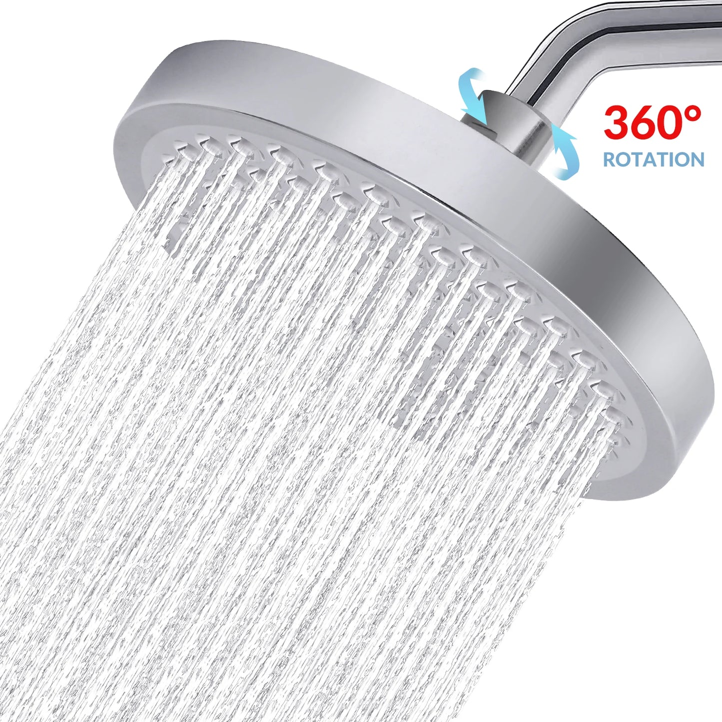 High Pressure Rain Shower Head Stainless Steel Wall Mount Adjustable