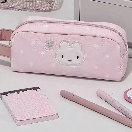 Embroidered Animal Pencil Case Large Capacity Student Stationery Bag