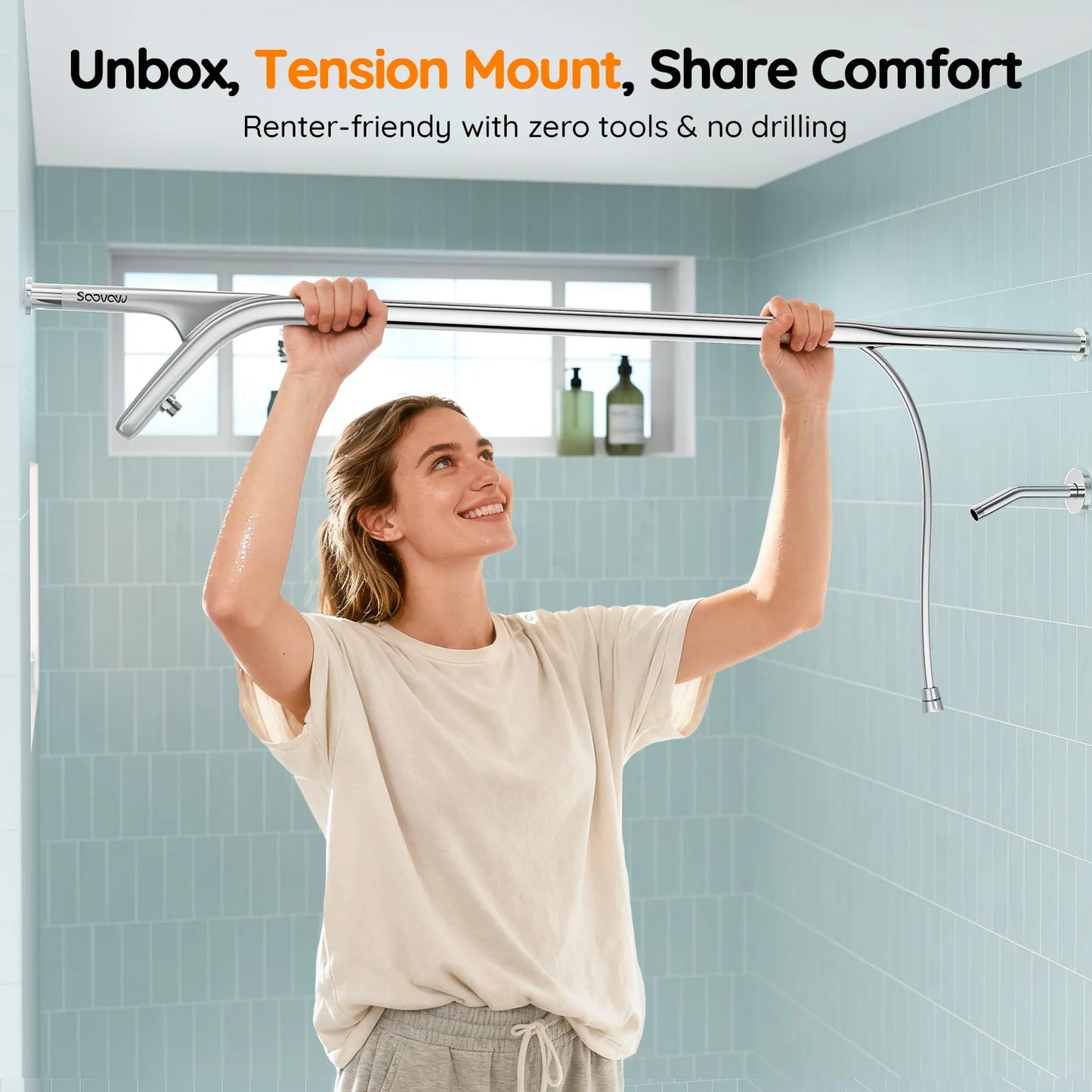 Stainless Steel Dual Shower Head System For Couples