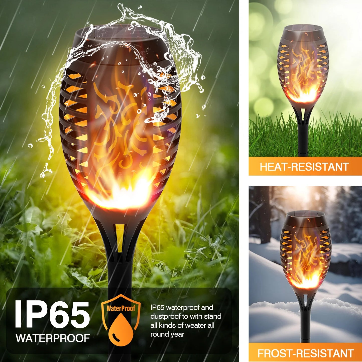 Solar Torch Lights With Flickering Flame LED Outdoor Path Garden