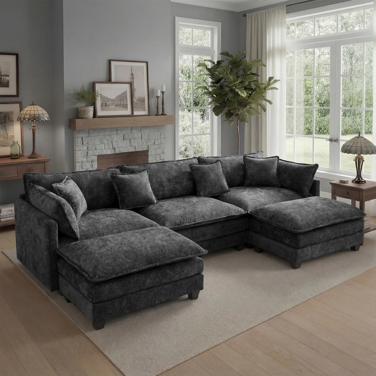 Redlife Modular Sectional Sofa With Ottoman For Living Room